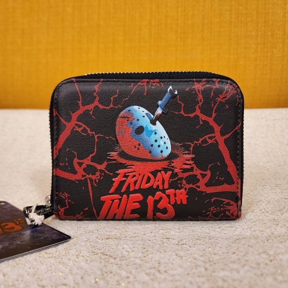 Loungefly Friday the 13th Jason Voorhees Mask Halloween Horror Movie Zip Wallet - Picture 2 of 12